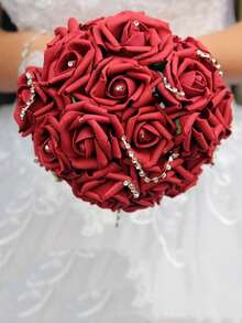 10/50/100pcs/Set Red Black Artificial Flower, Simple Pe Foam Decorative Flower For Home Decoration Foam Roses Artificial Flower Heads Fake Rose For DIY Wedding Bouquets Centerpieces Arrangements Party Baby Shower Home Decor Halloween, Christmas, New Year Home Decoration Simulation Flowers - Burgundy - View 3