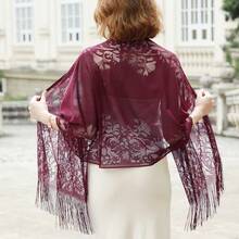 RIIQIICHY Shawls And Wraps For Evening Dresses Scarfs For Women Pashmina Wedding Formal Shawlhalloween - 勃根地-2 - 查看 2