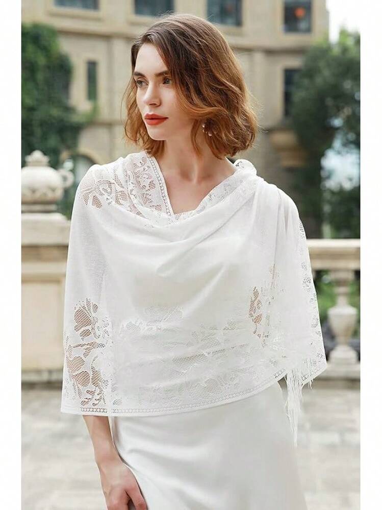 RIIQIICHY Shawls And Wraps For Evening Dresses Scarfs For Women Pashmina Wedding Formal Shawlhalloween - White-1 - View 11