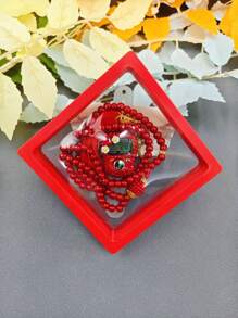 1 set 2 pezzi Contatore di anelli con strass (funzione di reset, dimensione regolabile) + 99 pezzi Rosario da 6 mm, confezione regalo in scatola trasparente, disponibile in vari colori (per pregare, cantare, contare le attività, regalo per le feste)