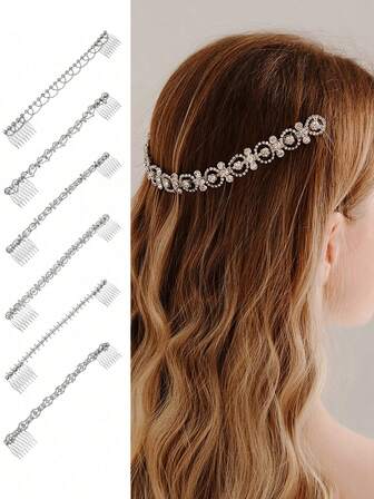 1pc Wedding Crystal Hair Combs Bridal Headpieces Hair Accessories For Brides Vintage Silver Rhinestone Hair Comb Decorative