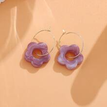 6 paires de boucles d'oreilles à fleurs minimalistes et mignonnes de couleur macaron en acrylique, convenant à la tenue quotidienne des femmes