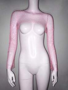 水钻装饰插肩袖保暖袖套 度假、夜间外出、派对装 - 彩色 - 查看 10