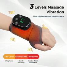 Single Piece Electric Heating Wrist Guard Warm Hot Compress Wrist Brace 40-60℃ 5 Temperature Adjustment 3 Modes Vibration Massage Hand Wrist Protector 30Min Timer Wrist Massage Wrap Rechargeable Heating Wristband Universal For Both Hands - Grey - View 4