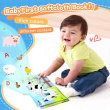 1 Packung Baby Stoffbücher - Weiche Sensorikbücher mit Tieren, Früchten für Babys 0-6 Monate - Lernbücher mit Knistereffekt