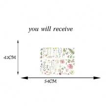 1 套水彩野花蝴蝶新鲜植物仙女墙贴花，蘑菇叶花卉，公主，适用于卧室客厅家居装饰 - 彩色 - 查看 4