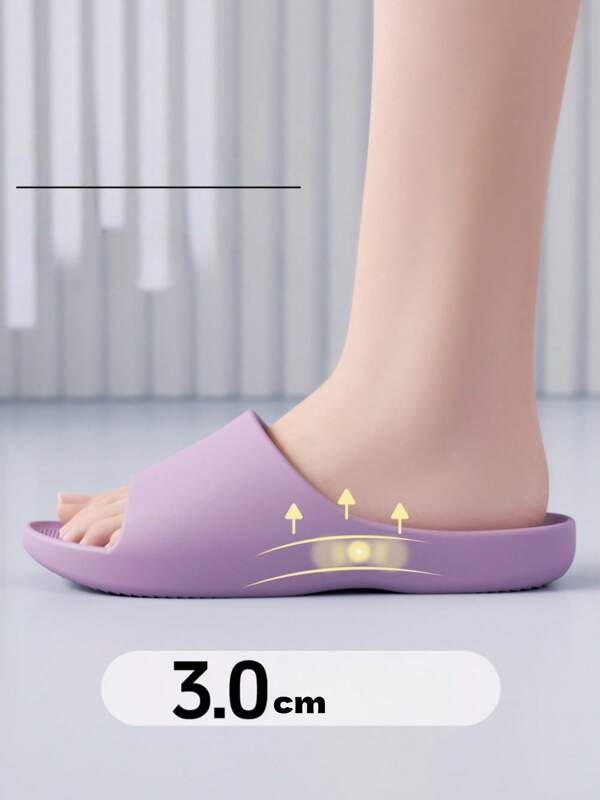 Women Simple Design Purple Massage House Slippers, Comfortable Shower Slippers With Arch Support, EVA Couples Sandals