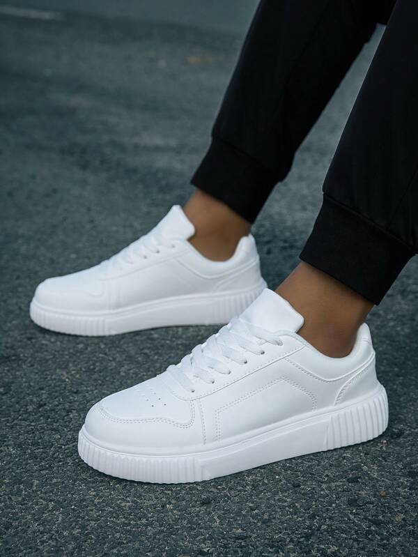 Lace Up Casual Sneakers, Size 36-45, Highly Attractive Sporty Stylish For Men, Versatile Low-Top Trainers For Men, Non-Slip Skate Shoes