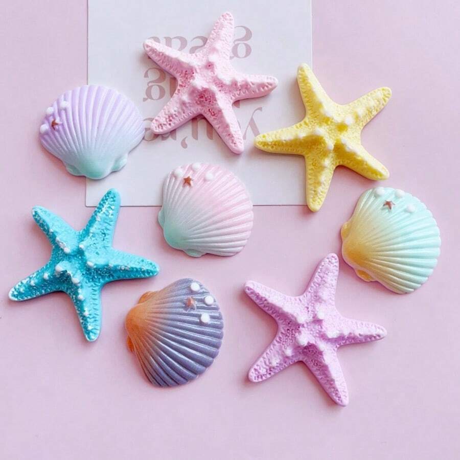 8 件/4 件什锦海洋系列海星、贝壳、海胆装饰、家居装饰、鱼缸装饰、礼物、DIY 手机壳/饰品/钥匙扣/发夹、各种手工工艺品用品，颜色随机 - 1件 - 查看 1