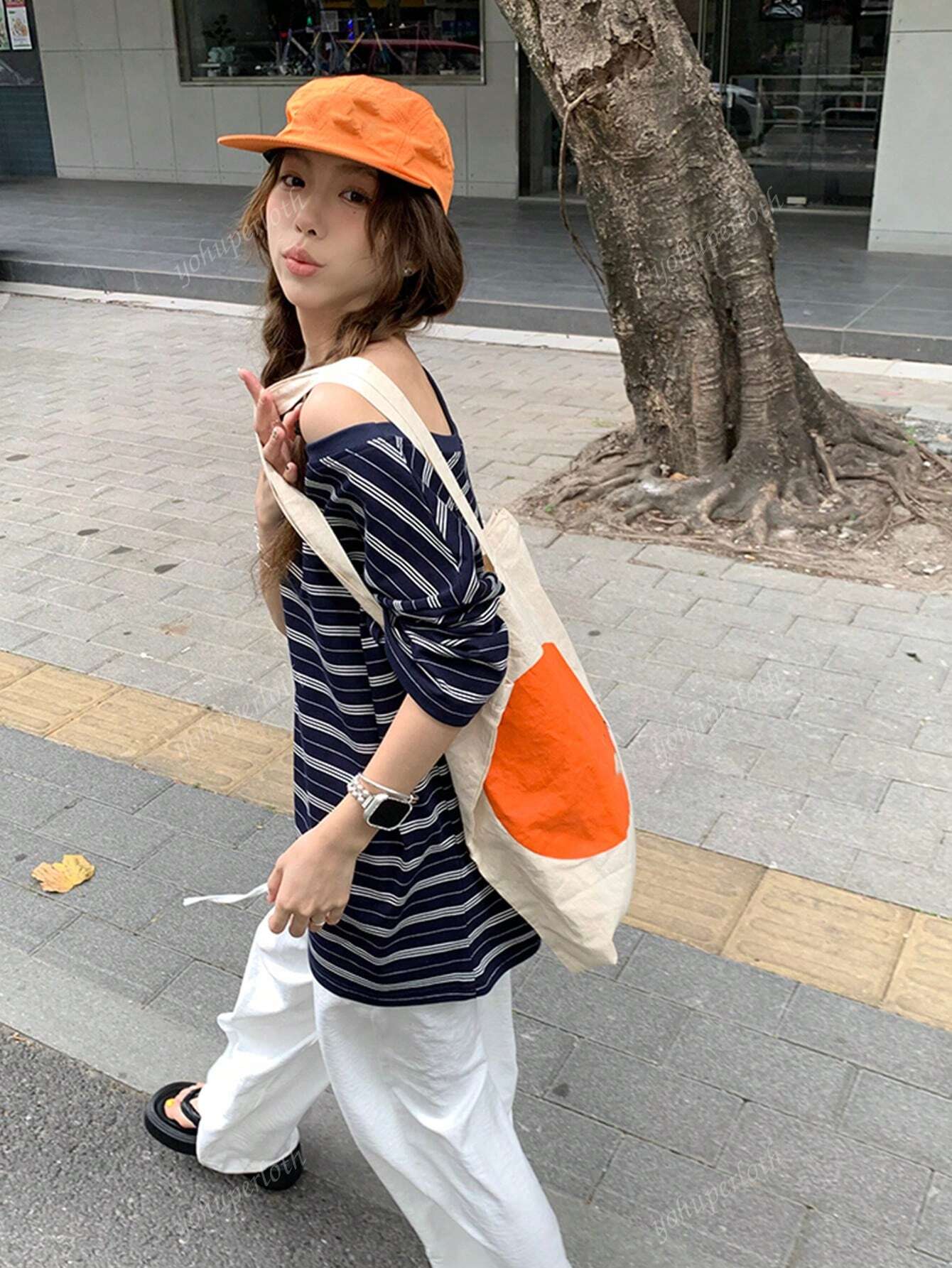 F14 STYLE Retro Stripe Asymmetric Tee image