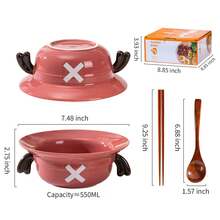 Deer Horn Anime Straw Hat Ramen Bowl Set - Ceramic Bowl With Spoon & Chopsticks, Microwaveable, Exquisite Box - Ideal For Anime Enthusiasts - Nhiều màu - Xem 2