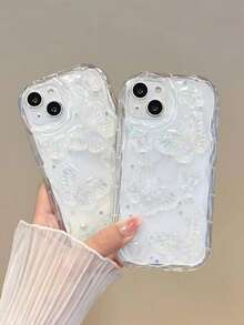 1 pieza Funda de teléfono transparente a prueba de golpes con efecto holográfico láser 3D de mariposa, compatible con iPhone 16 Pro Max/16/16 Pro/16 Plus/15/15 Pro Max/15 Pro/15plus/11/11ProMax/12/13/14/12Pro/12ProMax/13 Pro/13ProMax/14 Pro/14Pro Max/14plus, resistente al agua y a los arañazos - transparente - Ver 4
