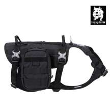 Whinhyepet Adjustable Military Dog Harness, Black XL - Durable No-Pull Vest For Large Dogs, Ideal For Training And Outdoor Adventures