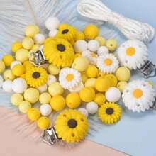 Set de 37 piezas de cuentas de margarita de silicona de moda con pinzas, kit de manualidades para hacer joyas, llaveros, pulseras, decoración de bolígrafos y correas para identificación - Un regalo perfecto para fiestas para mujeres, hombres y amantes de la artesanía