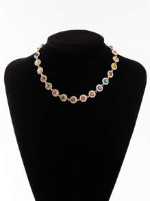 1 pieza Elegante collar de mujer con adornos de strass y circonita, versátil, lujoso y fashionable, adecuado para uso diario, fiestas y ceremonias; puede ser un regalo para familiares, esposa o novia en cumpleaños, aniversarios u otras ocasiones