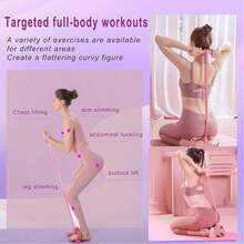 Fitness Sit-Up Exercise Equipment Pedal Resistance Band Elastic Pull Rope For Home Gym Yoga Workout Multifunction Pedal Arm Leg Trainer Slimming Bodybuilding Abdominal Training - 粉色 - 查看 6