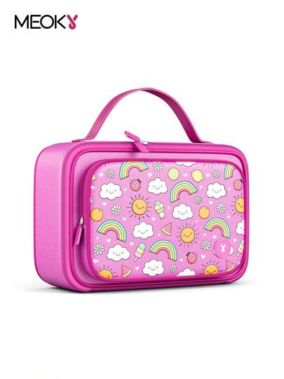 保温午餐盒 - 1 个大容量保温袋，卡通图案设计，可重复使用便当盒，保持食物温暖新鲜，非常适合返校、幼儿园、野餐和旅行