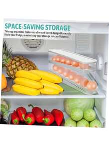 Transparent Egg Storage With Automatic Rolling Function, Double Layer Plastic Egg Holder - Side Sliding Organizing Rack - Transparent Kitchen Egg Storage Container Holds Approx. 14 Eggs