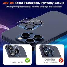 3 件套相机镜头保护膜，适用于 11/12/13/14/15 Pro/16 Pro Max，9H 钢化玻璃，超高清清晰，防刮，适合手机壳，易于安装 - 不影响夜间拍摄