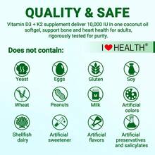 Vitamin D3 K2 Capsules, 10000 D3 200 Mcg K2 Per Serving - Supports Bone Strength & Immunity, 90 Softgels - không có hương vị - Xem 5