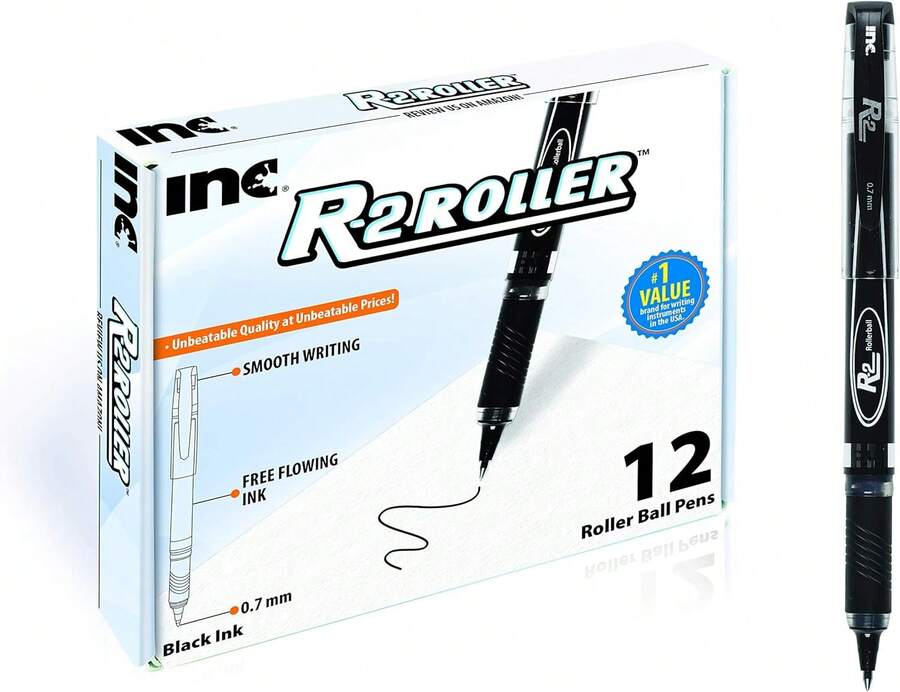 Inc. R2 Rollerball Pens - 0.7 Mm Medium-Point Pen Set With Comfort Grip For School, Office, Writing, And Journaling, 12 Pack, Black Ink - 紅木色 - 查看 1