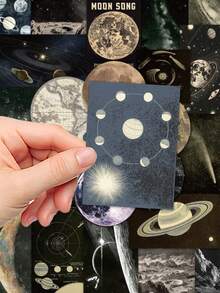 50 件复古天体贴纸神秘星星手册笔记本电脑手机壳行李滑板头盔装饰贴纸，适用于学校用品，返校 - 彩色 - 查看 9