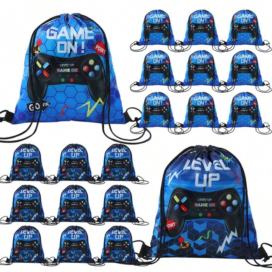 5pcs Sports Drawstring Bags, Football/Rugby/Basketball Styles, Water-Resistant Polyester Children Backpack - Multicolor - View 1