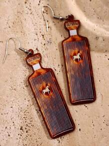 1 Pair Fashionable, Exquisite, Versatile, Distinctive, Retro, Creative, Unique Hip-Hop Punk Brown Bottle Acrylic Dangle Earrings For Women, Suitable For Daily Wear, Commute, Festivals, Holidays, Parties