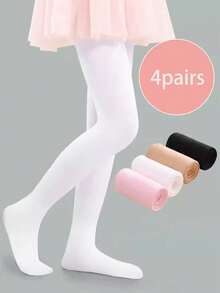 4 双女婴基本款纯色打底裤，舒适春秋紧身裤 - 彩色 - 查看 1