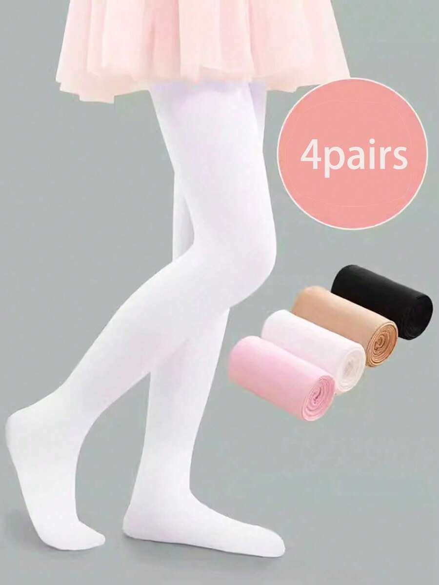 4 双女婴基本款纯色打底裤，舒适春秋紧身裤 - 彩色 - 查看 1