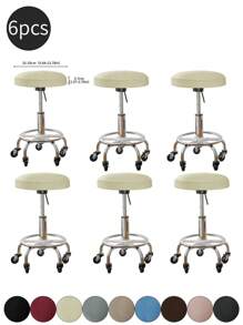 1pc Solid Color Stretchable Anti-Splash Milk Silk Round Seat Cover, Modern Style All-Season Dust-Proof Premium Bar Stool Cover, Suitable For Home