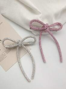 1/2pcs Women White Rhinestone Bow Tie Ribbon Duck Clip Fashionable New Bangs Hair Clip Decor Accessory Suitable For Dress, Party, Prom, Can Be Used As Gift (Random Clip Direction), School Stuff, College