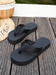 Sandales tongs à semelle épaisse pour hommes, tongs confortables avec bride noire, tongs à semelle épaisse pour hommes, sandales de plage décontractées pour l'extérieur