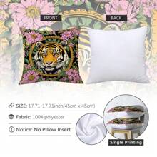 1 pieza Funda de almohada con impresión de cabeza de tigre vintage de 17.7*17.7 pulgadas (45*45cm)/19.69*19.69 pulgadas (50*50cm), cómoda de terciopelo para decoración del hogar, sofá, dormitorio, automóvil, adecuada para uso diario, decoración minimalista para el hogar (Relleno de almohada no incluido)