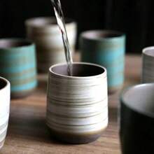 Taza de cerámica de gres con esmalte craquelado pintado a mano, taza de café y té de cerámica asiática vintage, apta para lavavajillas, regalo para uso doméstico, aromaterapia zen - MubaiGrandeRedondo350ml - Ver 5