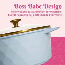 Paris Hilton 4.6 Quart Dutch Oven Cast Aluminum With Clean Ceramic™ Nonstick Coating Oven And Dishwasher Safe Blue - Như hình ảnh như hình ảnh - Xem 2