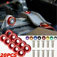 10Pcs/Set Bumper Fende Washers Engine Bay Dress Up Bolts Fasteners M6 JDM Fende Washer Kit-Red