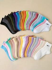 7/14 pares aleatorios de calcetines deportivos casuales y cómodos para mujer con diseño de rayas personalizadas, aptos para todas las estaciones y uso diario