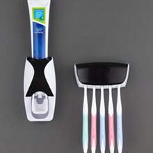 1pc Automatic Wall Mount Toothpaste Squeezing Device Dispenser With Rt5 And Rt2 Slots - Convenient And Hygienic Toothbrush Holder For Bathroom ,Bathroom Organizers & Storage