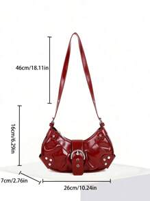 Retro Bag 1PC Y2K Gothic Fashionable Type Rivet Decoration Vintage Block Decoration Women's Shoulder Bags And Shoulder Botes Are Adjusted For Daily Travel, Niche Design, Steampunk, Goth,Bag For Women, Cool Girls Street Wear,Peferct For Music Festival, Concert, Rock Style Bag For Women