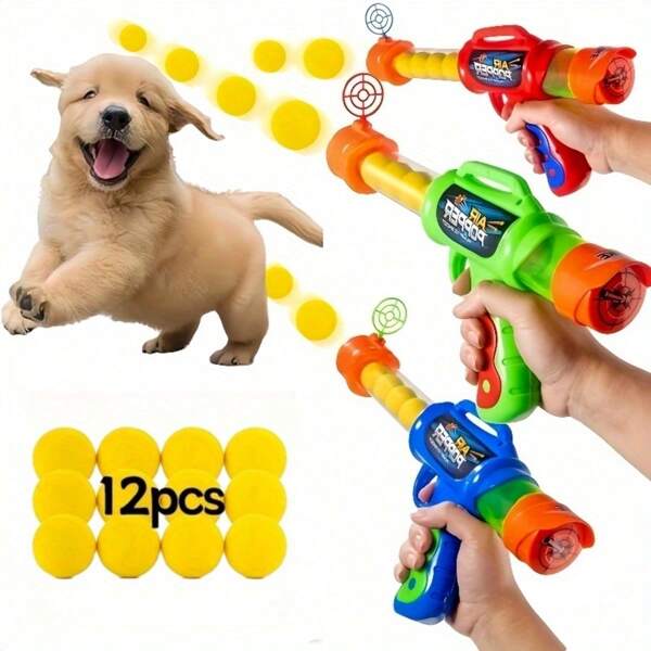 1 Set Of 12 Durable Pet Interactive Toys - EVA Foam Ball Set, Plastic Material For Indoor & Outdoor, Self-Entertainment Toys For Cats & Dogs, Battery-Free Long-Lasting Entertainment, Interactive Continuous Launcher Toy