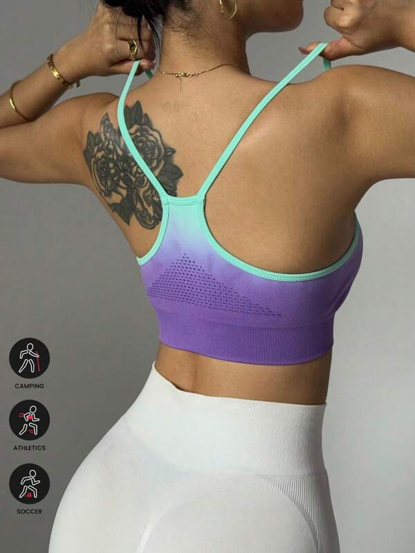 Gradient Single Shoulder Strap Hot Girl Running Fitness Sportvest BH Dames Nieuwe Schokbestendige Geplooide Ademende Yoga Onderkleding