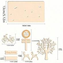 1 set Décoration de table en bois pour anniversaire cadeau d'argent - 19,0 cm * 5,38 cm, Panneau en bois pour anniversaire 30e, 40e, 50e, 60e, 70e, Décoration d'atmosphère pour anniversaire heureux, Panneau décoratif de fête avec vélo, grand arbre, chaise, Décoration de scénario, Parfait, Cadeau d'anniversaire