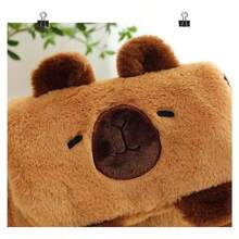 Mochila peluche Capibara para niños bonita con solapa pelo portátil multiuso accesorios escolares organización regalo original creativa para fiestas escolares colección adorable - Café integral - Ver 6