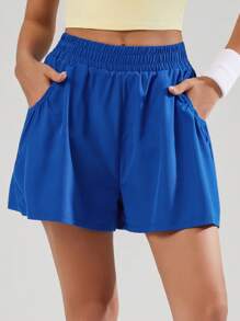 VUTRU 1 pieza VUTRU Pantalón corto con elástico en la cintura y bolsillos, ligero para estudio de yoga, gimnasio, verano