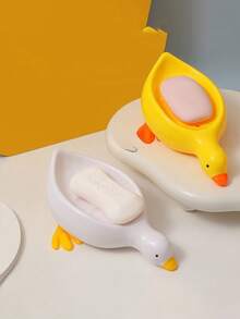 1PC/2PCS/Set Duck Soap Box, Soap Drain Box, Cartoon Soap Box That Can Drain, Bathroom Soap Rack, Soap Container, Minimalism, Essential For Bathrooms And Families. Home Bathroom Decor Fall Decor Back To School - Multicolor - View 3