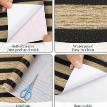 1 Roll Of Simulated Wood Grain Grille Strip Self-Adhesive Wallpaper PVC Material Detachable Brown Wood Strip Decorative Wallpaper Suitable For Kitchen Living Room Room Background Wall Cabinet Renovation Stickers Room Decor Home Decor Living Room Decor House Decor Wall Paper Wallpapers Kitchen Decor Wall Art