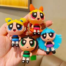 Warner Bros Portachiavi a forma di girl con powerpuff - Anello elegante per chiavi d'auto, zaino, portafoglio - Regalo per PDG, fans, cartoni animati - Collezionabile per uso quotidiano e Occa speciale
