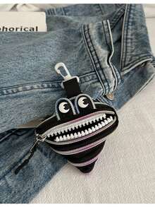 时尚新款耳机吊坠包个性怪物拉链创意零钱包钥匙口红迷你小号羊角面包包女士钱包迷你钱包钱包旅行钱包硬币钱包腕带钱包
