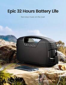 IPX7 Waterproof Bluetooth Speaker, 40W(60 Peak) Portable Wireless Speakers With Subwoofer, 32H Playtime, Stereo Loud Sound, Deep Bass, Bluetooth 5.0 With Handle For Pool, Beach, Outdoor, Gifts - 黑色 - 查看 4
